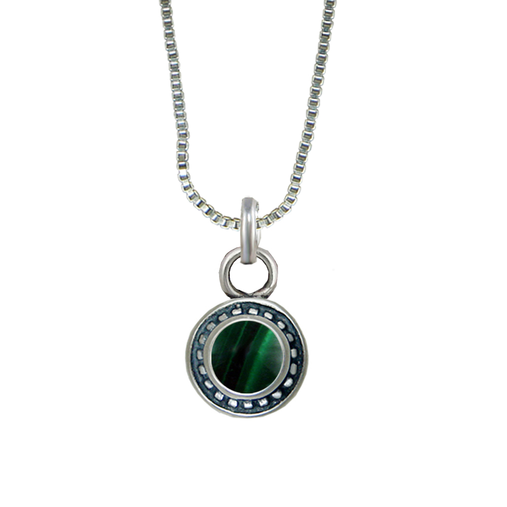 Sterling Silver Petite Little Malachite Pendant Necklace